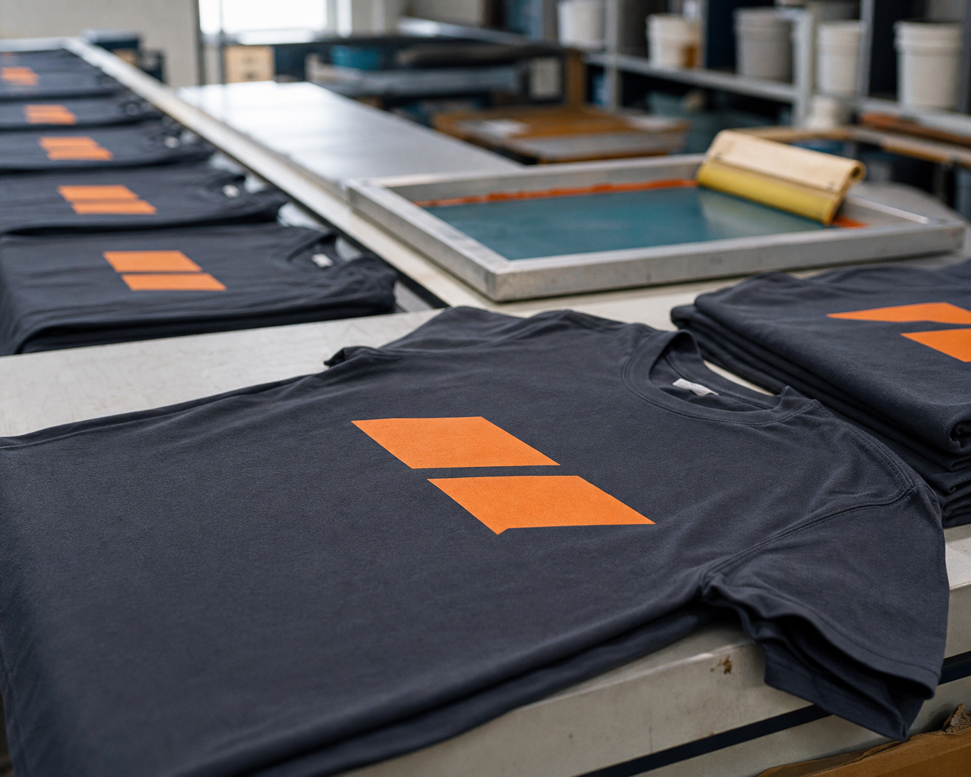 Uniformes com estampa em serigrafia produzidos em ambiente real