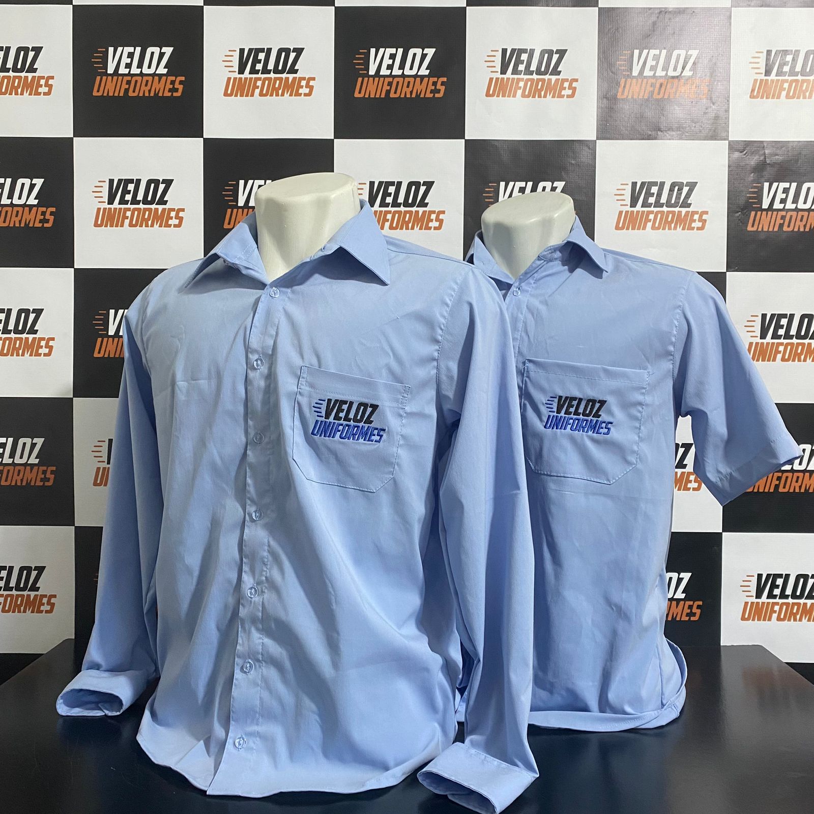 Camisa social azul Veloz uniforme corporativo