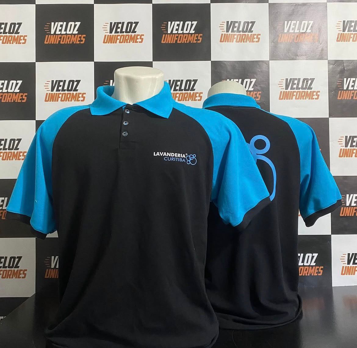 Polo preta personalizada Lavanderia Curitiba