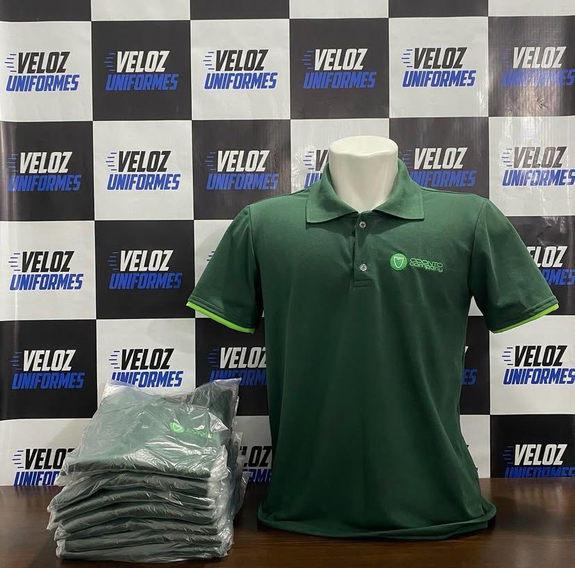 Polo verde Odonto Company uniforme saúde